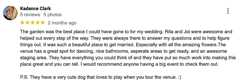 Google review — Kadance Clark
